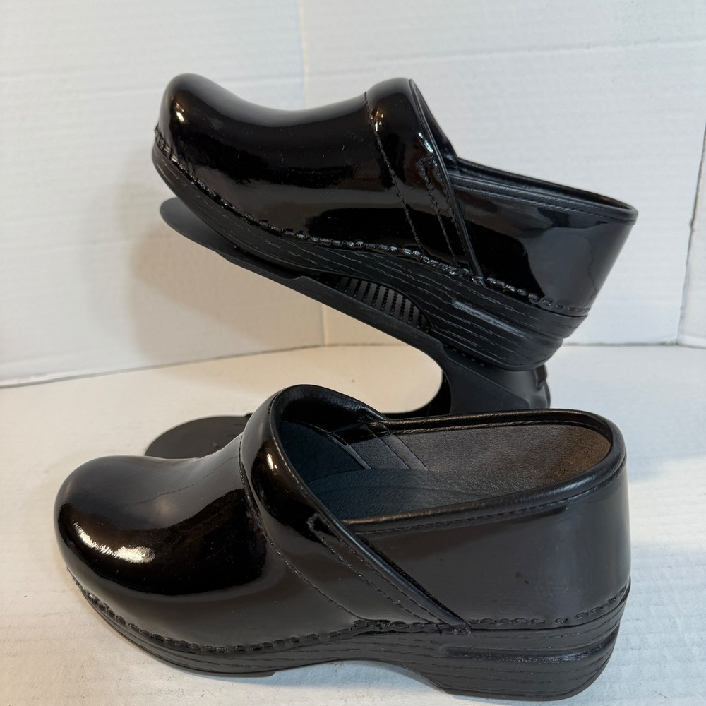 Dansko Black Patent Leather Clogs
